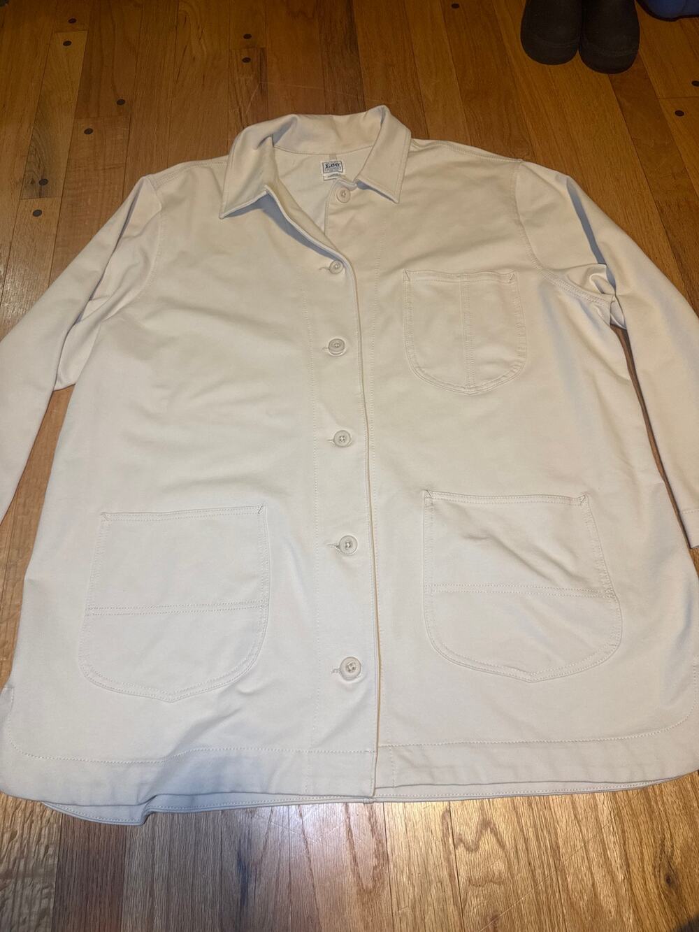 Lee Workwear Utility Chore Jacket Women XXL Cream Stretch 3 Pocket Shacket